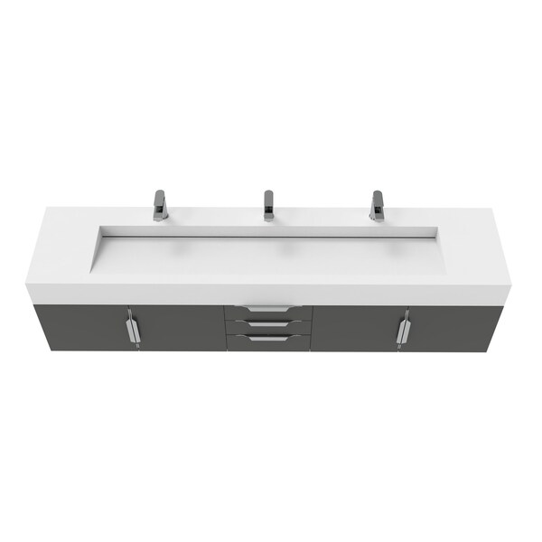 Castello Usa Nile 84-inch Black Vanity Set with White Top and Chrome Handles CB-MC-84BLK-CHR-2053-WH - main